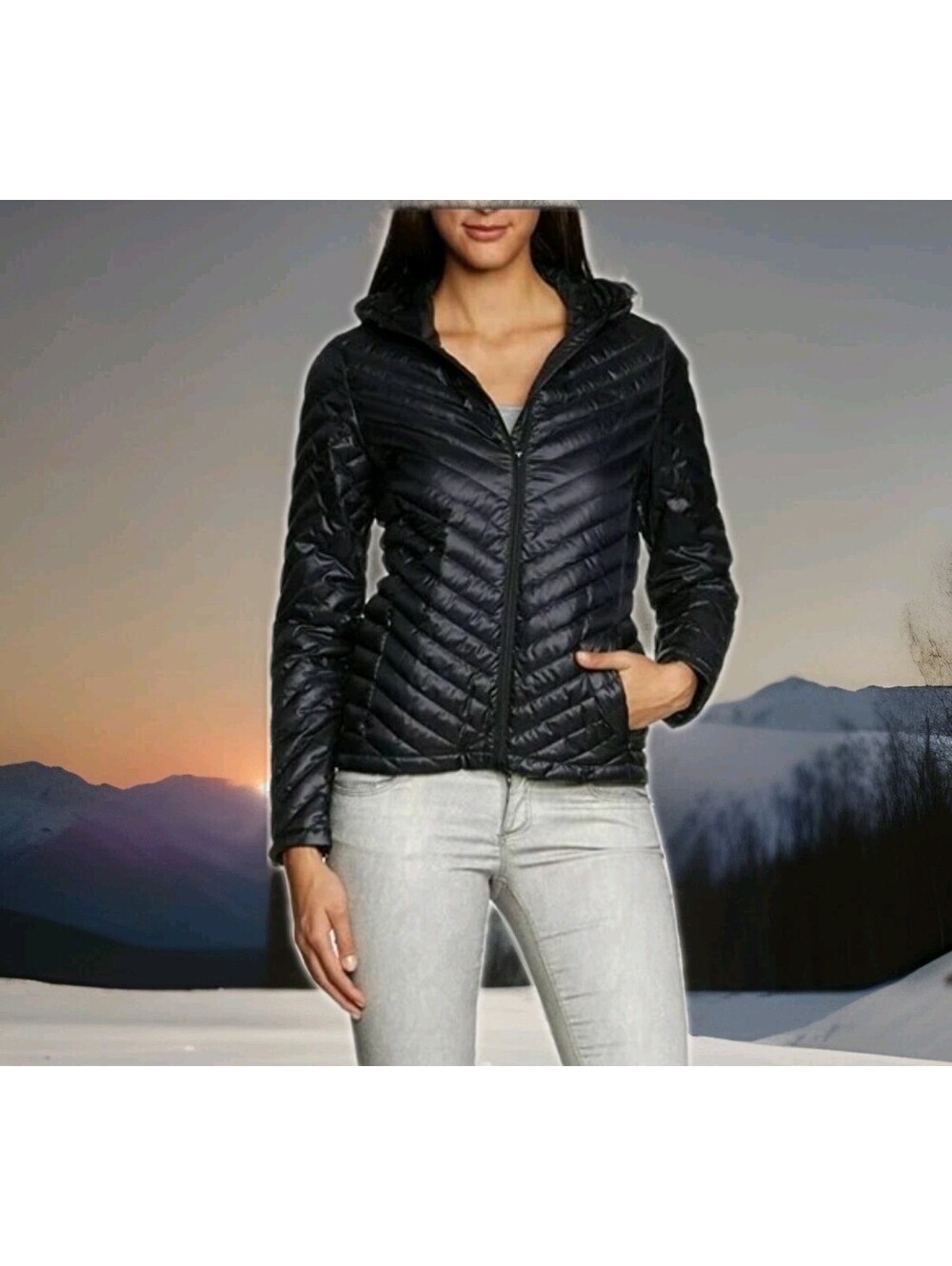 Lacoste Winter Down Puffer Jacket Ski Coat Quilted Womens 40 Medium Large Black